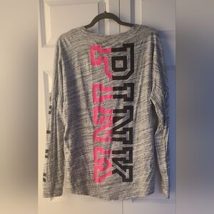 PINK Victoria's Secret Gray Long Sleeve with pink/black logo- Large
